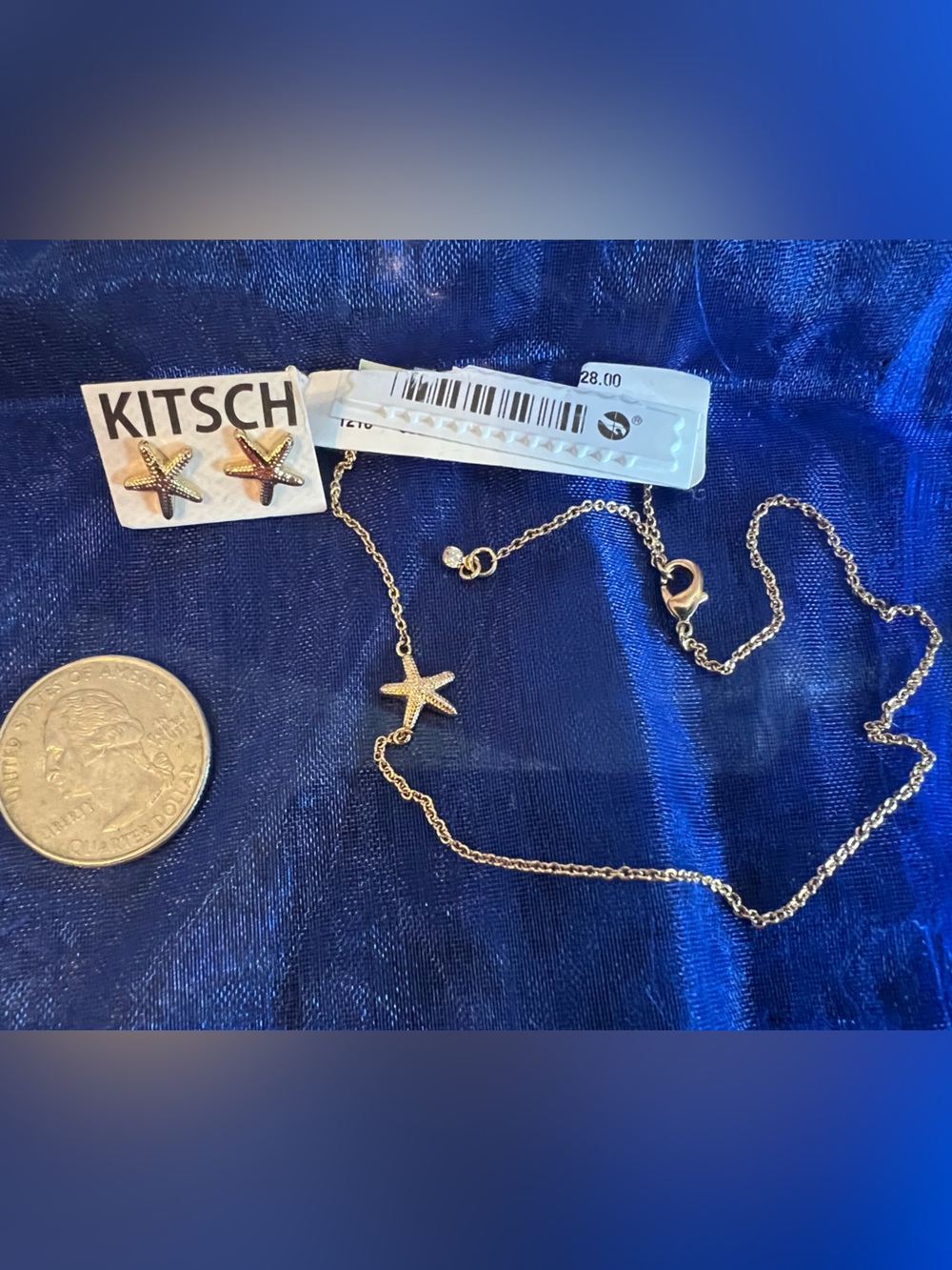KITSCH Gold Starfish Necklace and Stud Earrings Set